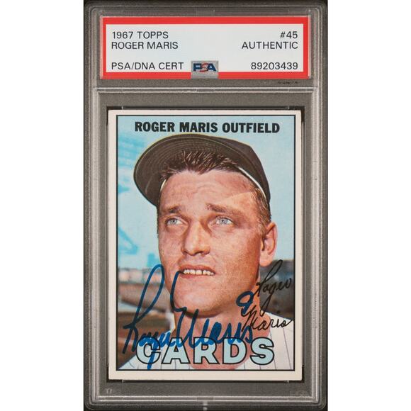1967 Topps #45 Roger Maris Auto PSA/DNA Authentic St Louis Cardinals - Picture 1 of 3